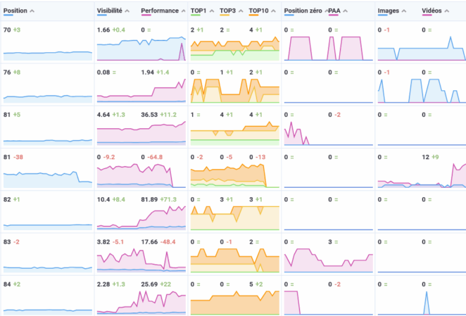 Aperçu de la visualisation des concurrents dans l'outil de suivi SEO Monitorank