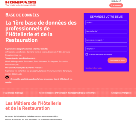 La partie visiteur des landing pages du site vitrine WordPress Kompass