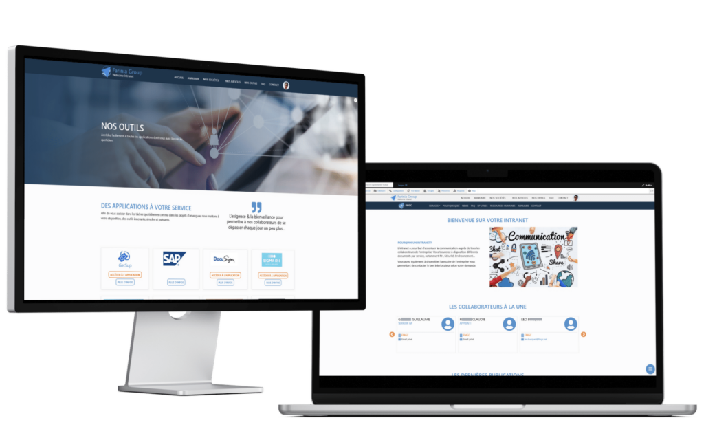 Aperçu de l'intranet de Farinia Group